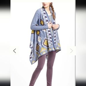 Anthropologie, Fiets Voor, Blue and Yellow Southwest Cardigan
